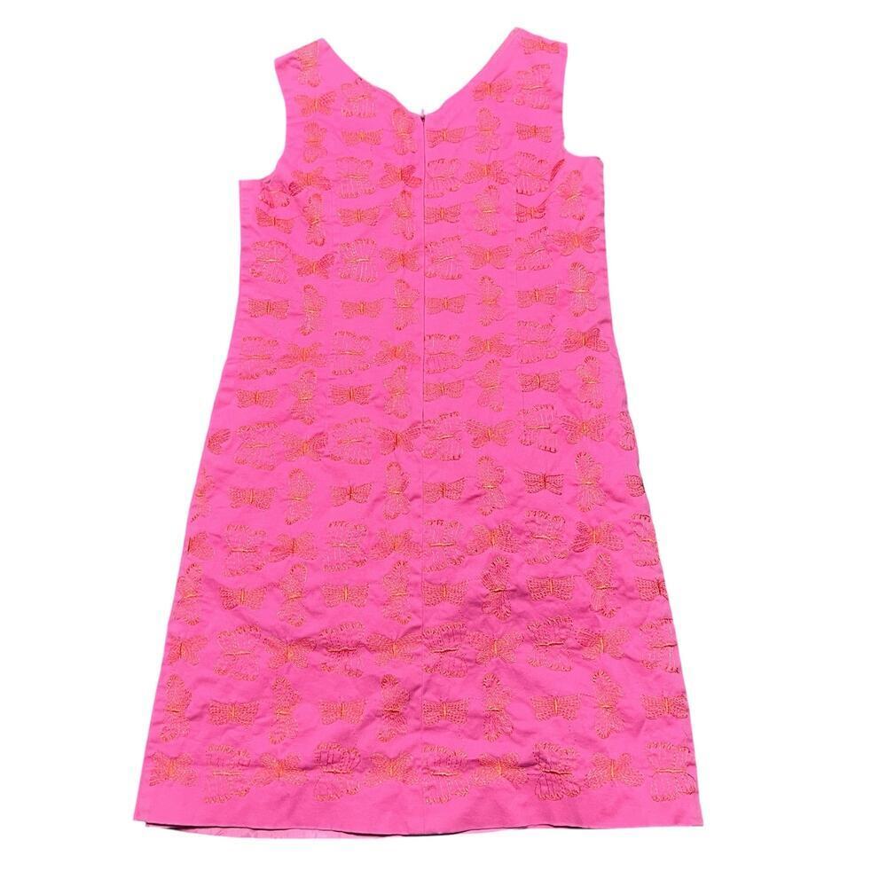 TALBOTS KIDS Pink Sleeveless Dress W/ Orange Embroidered Butterfly Pattern Sz 14